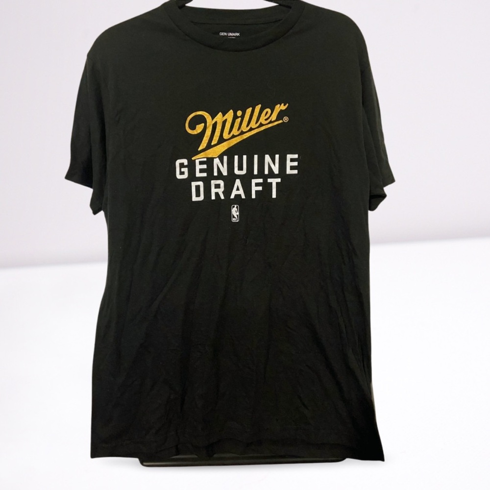Vintage Miller Genuine Draft x NBA Black Graphic Logo T-Shirt